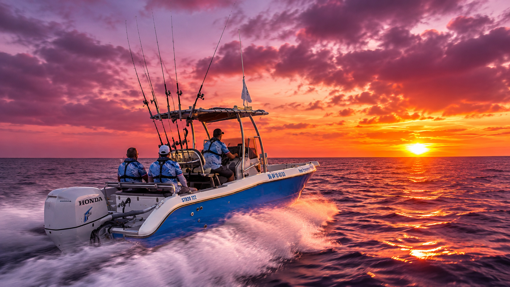Bateau de pêche au lever de soleil en Méditerranée